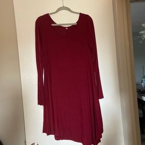 Burgundy, long sleeve, Hilow casual dress size medium